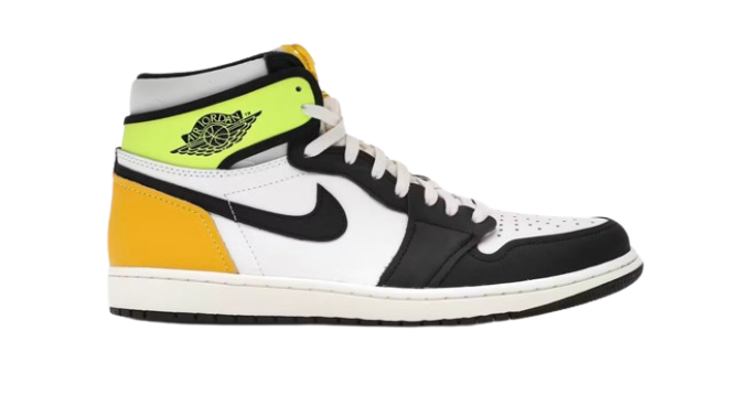 Jordan 1 Retro High White Black Volt University Gold