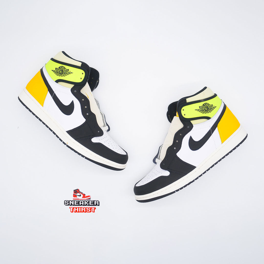 Jordan 1 Retro High White Black Volt University Gold