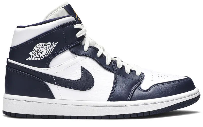 Jordan 1 Mid White Metallic Gold Obsidian