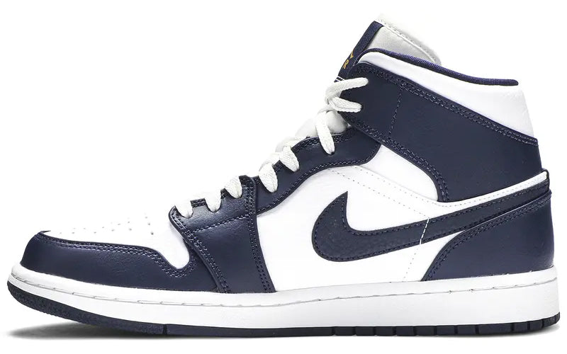 Jordan 1 Mid White Metallic Gold Obsidian