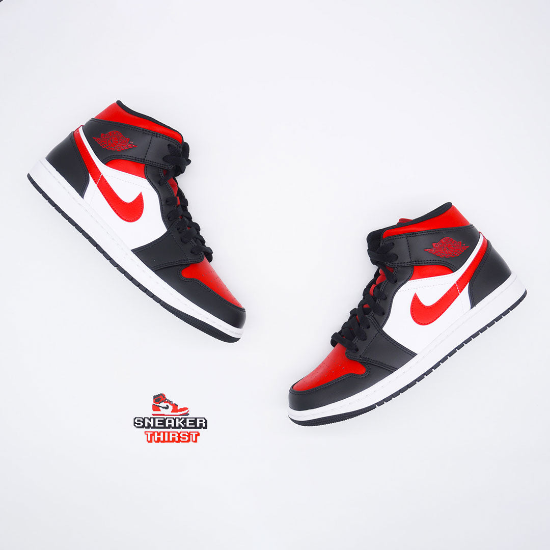 Jordan 1 Mid White Black Red