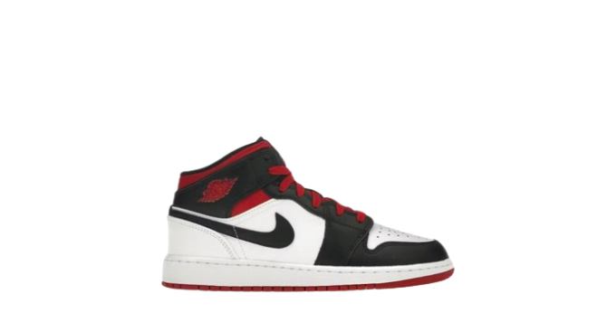 Jordan 1 Mid White Gym Red Black (GS)